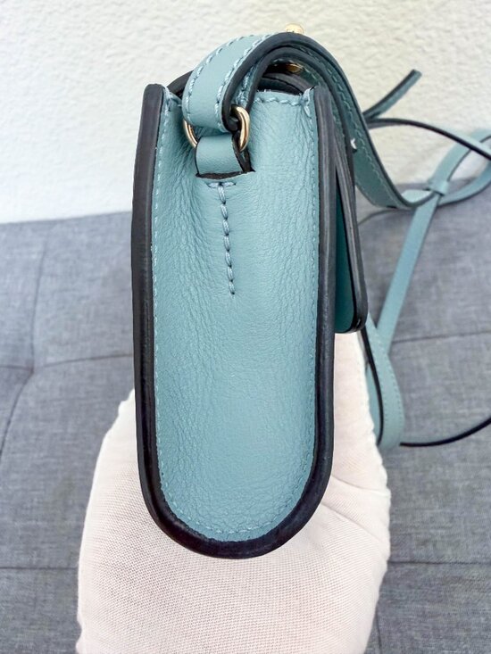 chlo faye small quilted full blue leather backpack Chloe 211605 Logo embossed at face Backpack Outlet Chloe Faye Backpack